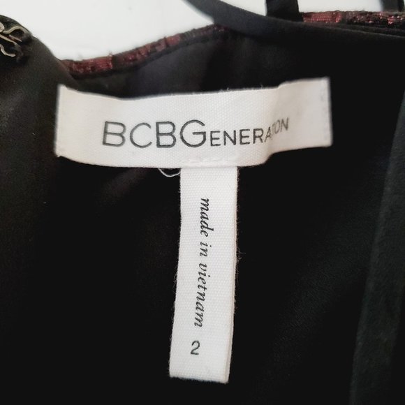 BCBG Metallic Burgundy A-Line Party Dress - Picture 6 of 10